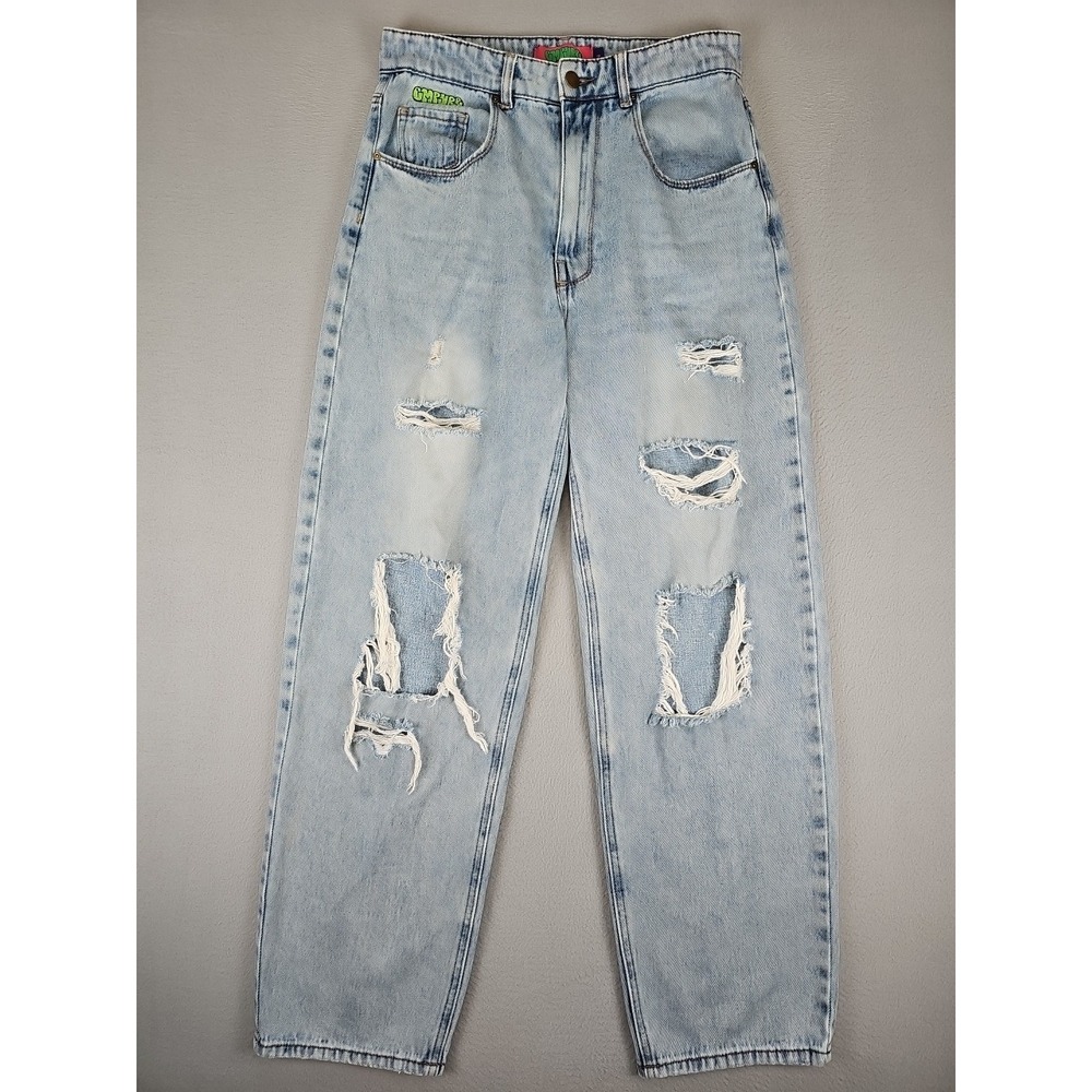 Empyre Tori Jeans Women's 7 28x30 Blue Wide Leg Distressed Denim High Rise Y2K